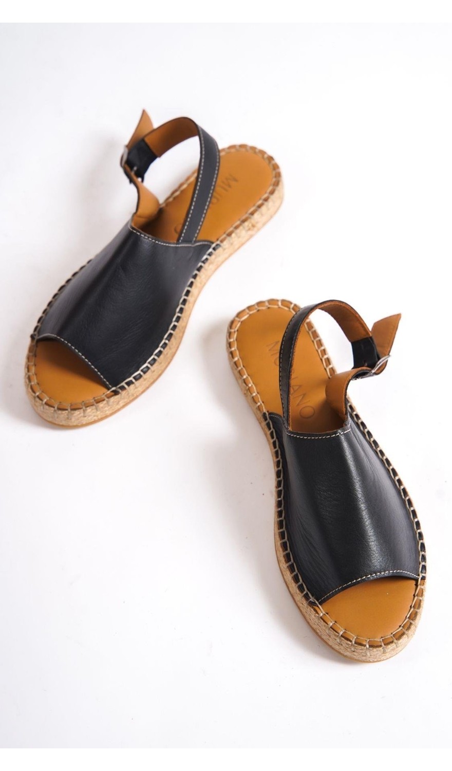 Mubiano Hakiki Deri 601-PD Pudra Kadın Espadril Sandalet & Terlik görsel 6