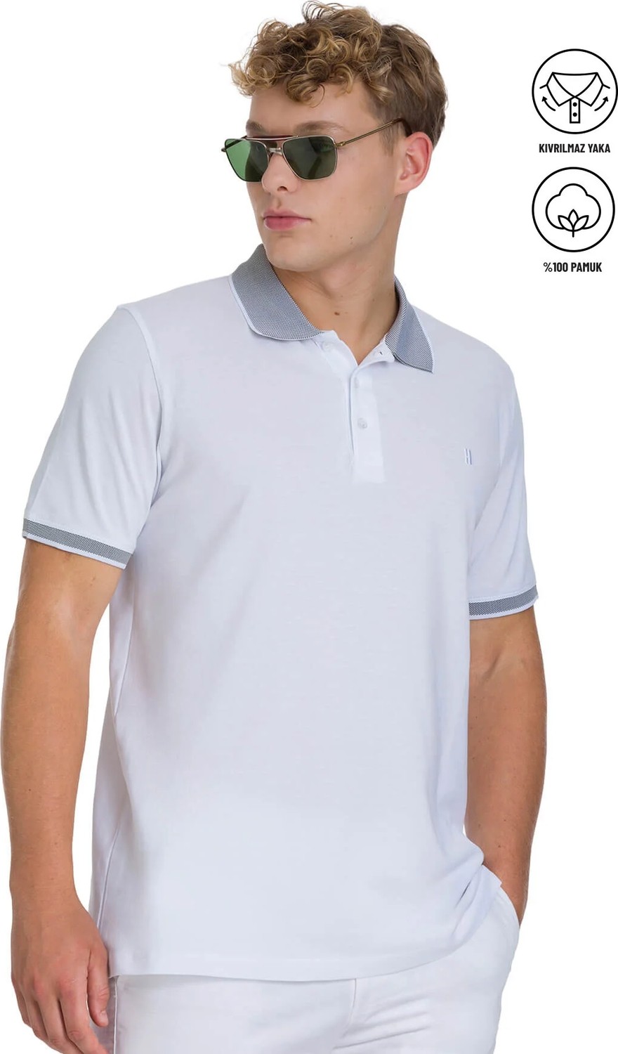 Hatemoğlu Erkek Lacivert %100 Pamuk Regular Fit Polo Yaka Tişört