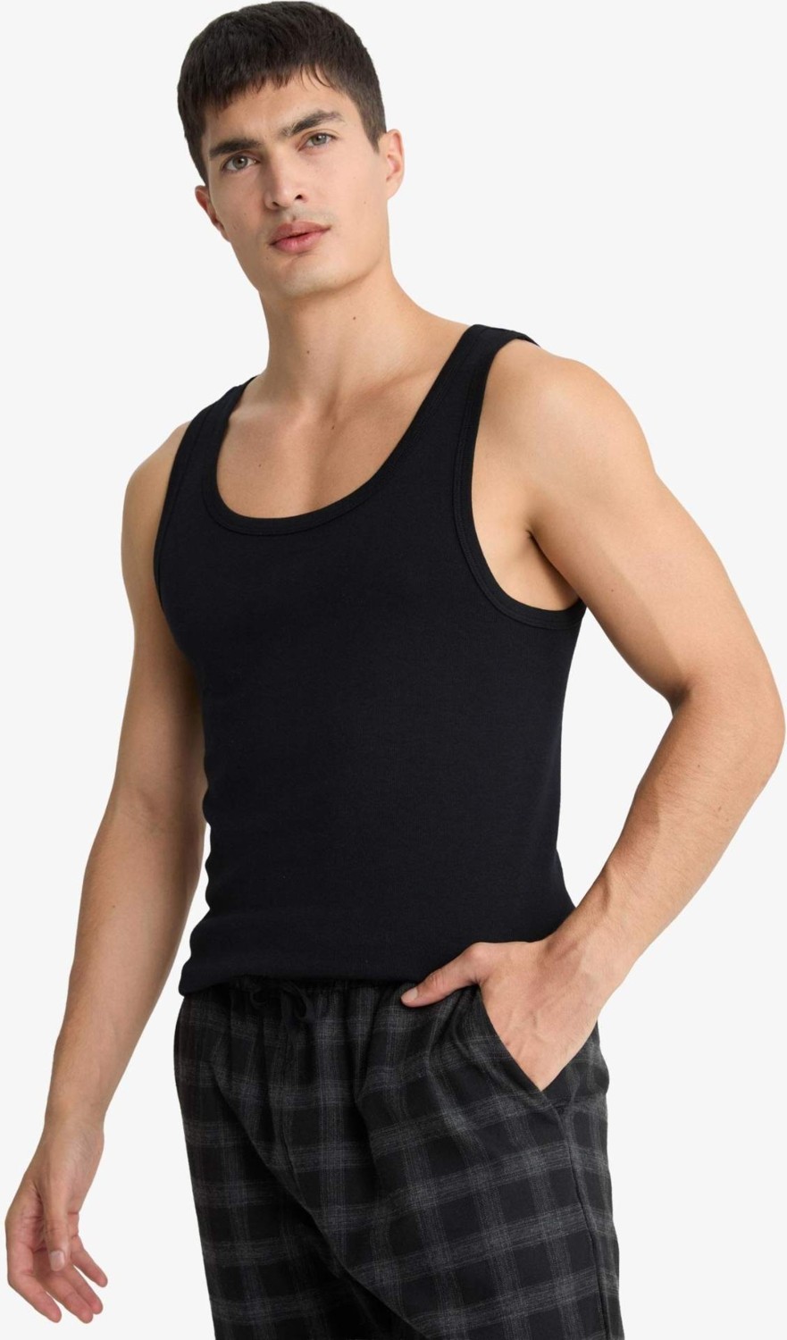DeFacto %100 Pamuk Slim Fit Ribana 2'li Atlet Y9056AZ25WN görsel 7