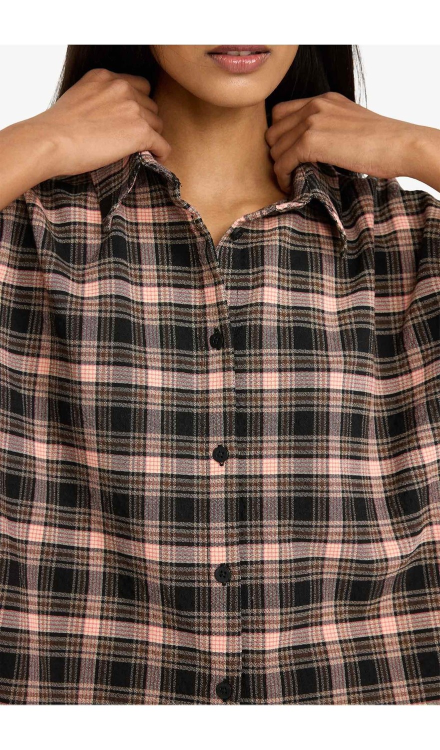 DeFacto Oversize Kareli Flanel Gömlek G7760AX26SP görsel 4