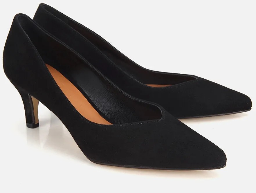 Hotiç Kadın Süet Deri Siyah Kısa Topuklu Stiletto görsel 2