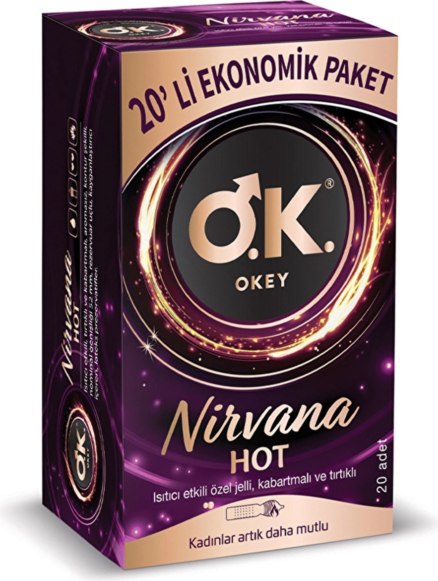 3Ecoswear Okey Nirvana Hot Çok Renkli Prezervatif %1 Elastan 20’li Cilt Dostu ve Konforlu Kullanım