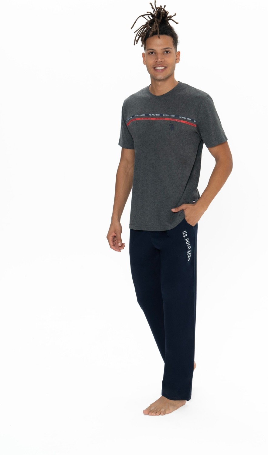 U.S. Polo Assn. Erkek Antrasit Melanj Pijama Takım