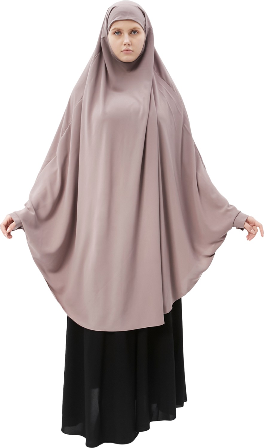 Altobeh Kadın Tesettür Medine Ipeği Çarşaf Üstü Peçeli Sufle Hijab-Zümrüt Yeşili görsel 8