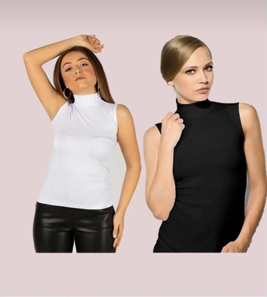Mavimoure Kadın Sıfır Kol Yarım Balıkçı Likralı Esnek Badi 2li Body (2 Adet) görsel 3