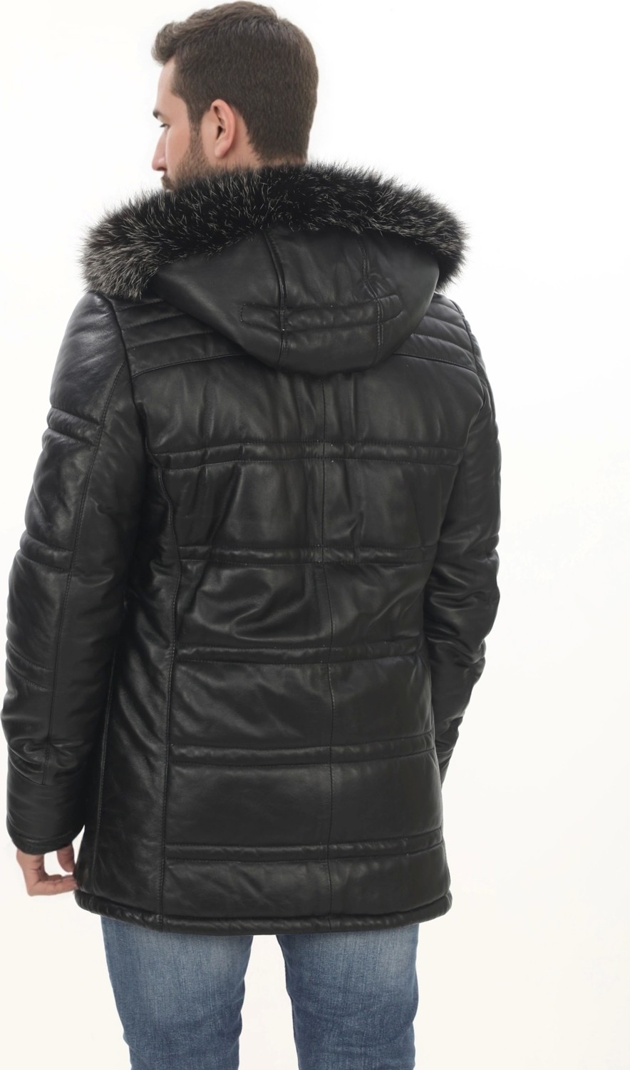 PayBuy Erkek Günlük Şıklık Için Derimont Parka Erkek Hakiki Kuzu Derisi Mont Kapüşonlu Kürklü Kaban görsel 2