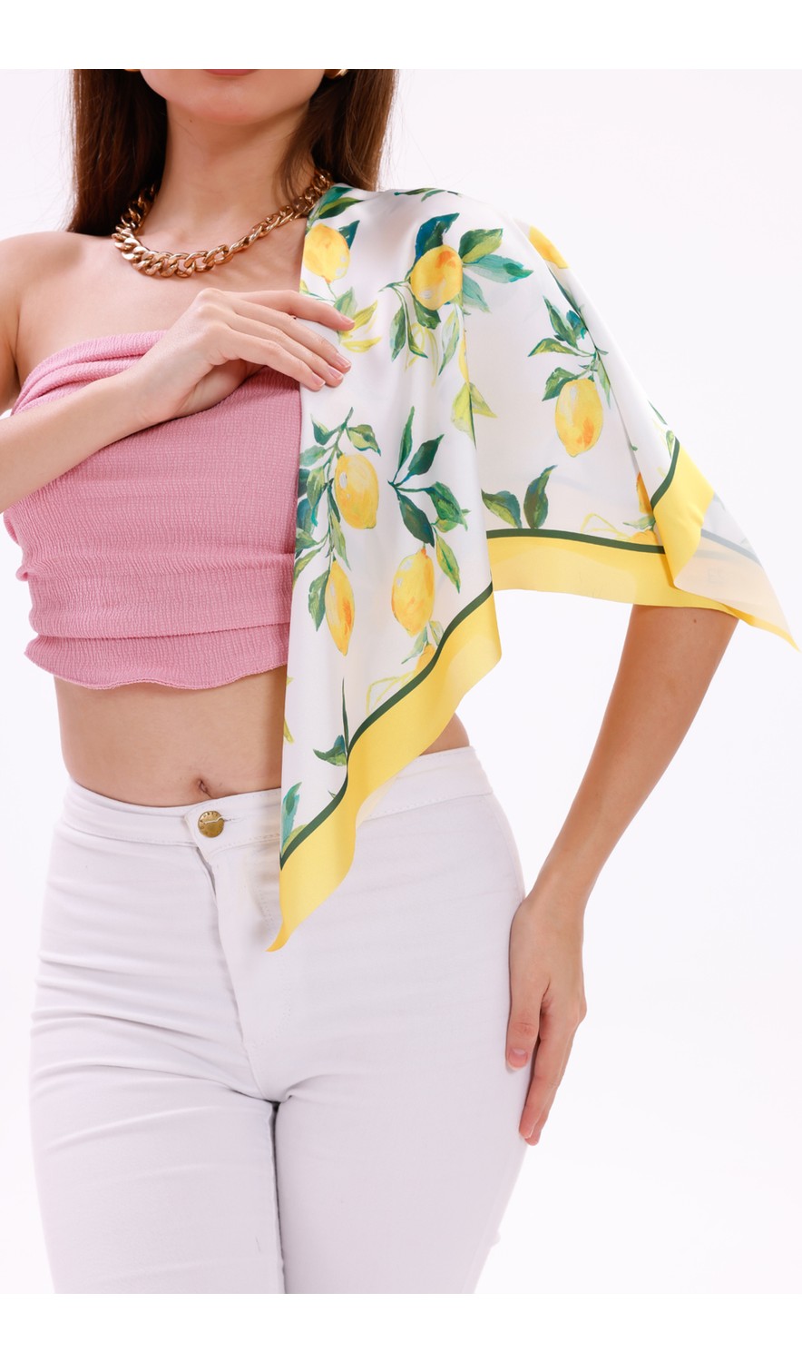 Tarzını Seç Masal Şatosu Model Fular Bandana Şal Estascarf 70X70 cm görsel 3
