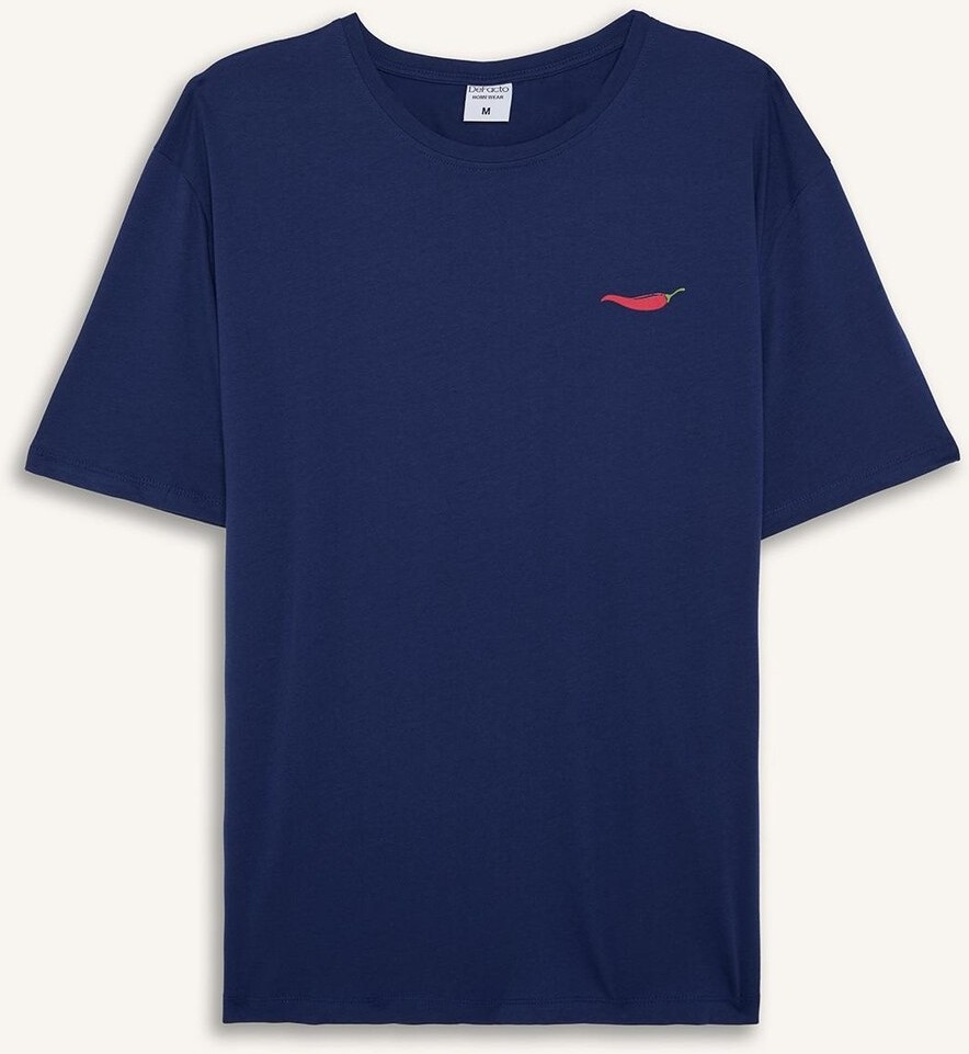 DeFacto %100 Pamuk New Regular Fit Kısa Kollu 2'li İndigo Şortlu Pijama Takımı I0686AX26HS görsel 7