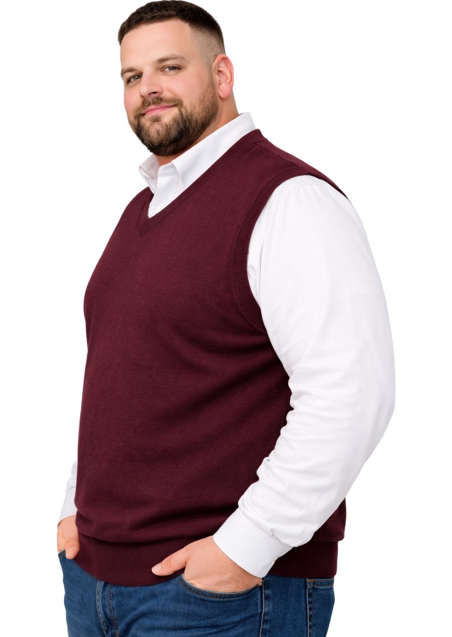 Battal Moda Erkek Büyük Beden Melanj Lacivert V Yaka Süveter 3xl-4xl-5xl-6xl görsel 8