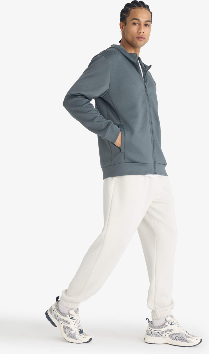 DeFacto Ultra Yumuşak Standart Fit Kapüşonlu Fermuarlı Sweatshirt F9377AX26SP görsel 2