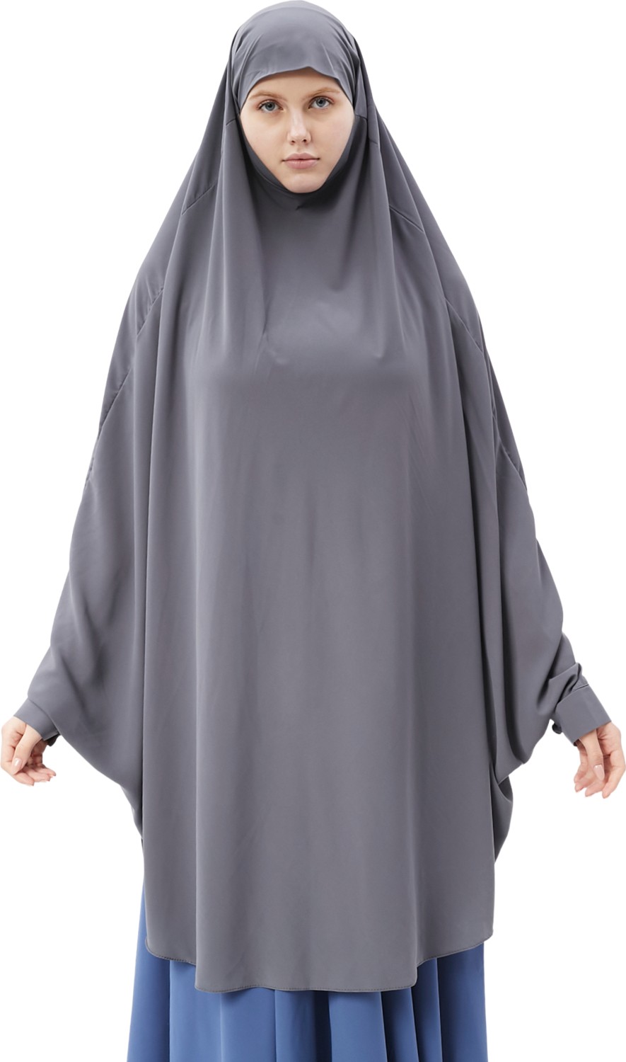 Altobeh Kadın Tesettür Medine Ipeği Çarşaf Üstü Peçeli Sufle Hijab-Zümrüt Yeşili