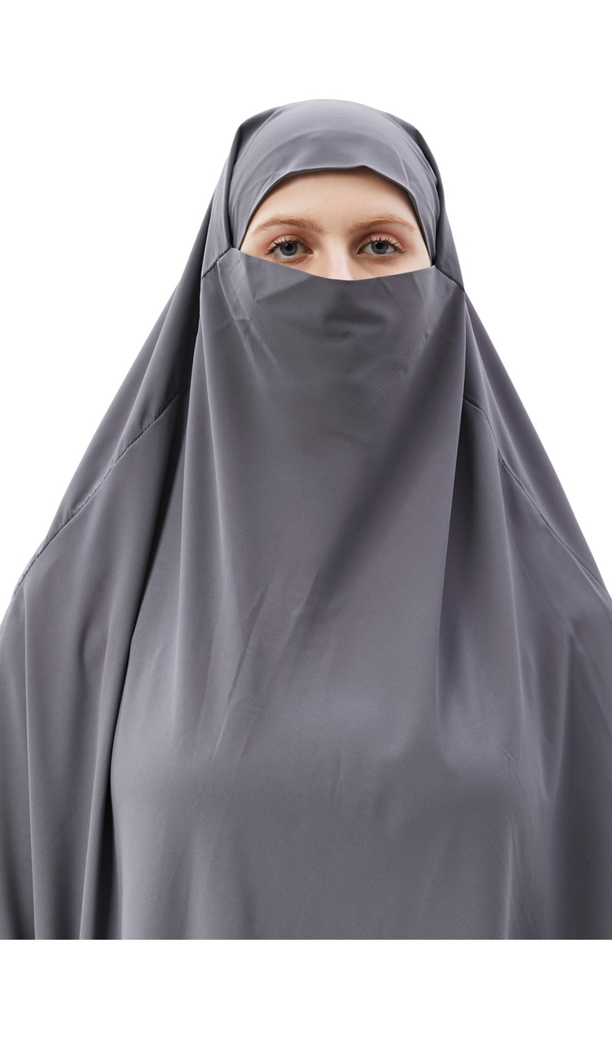 Altobeh Kadın Tesettür Medine Ipeği Çarşaf Üstü Peçeli Sufle Hijab-Zümrüt Yeşili görsel 6