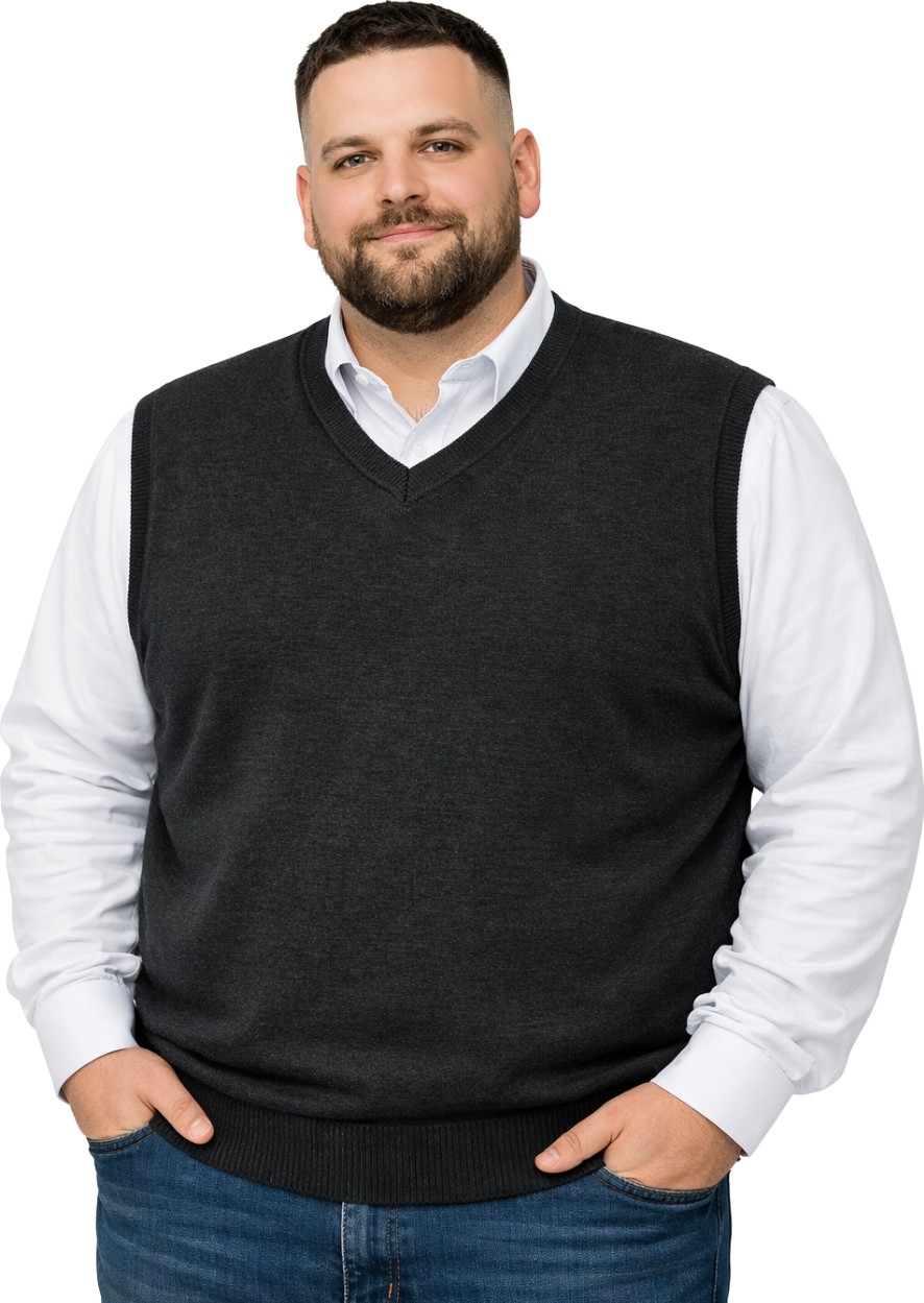 Battal Moda Erkek Büyük Beden Melanj Lacivert V Yaka Süveter 3xl-4xl-5xl-6xl
