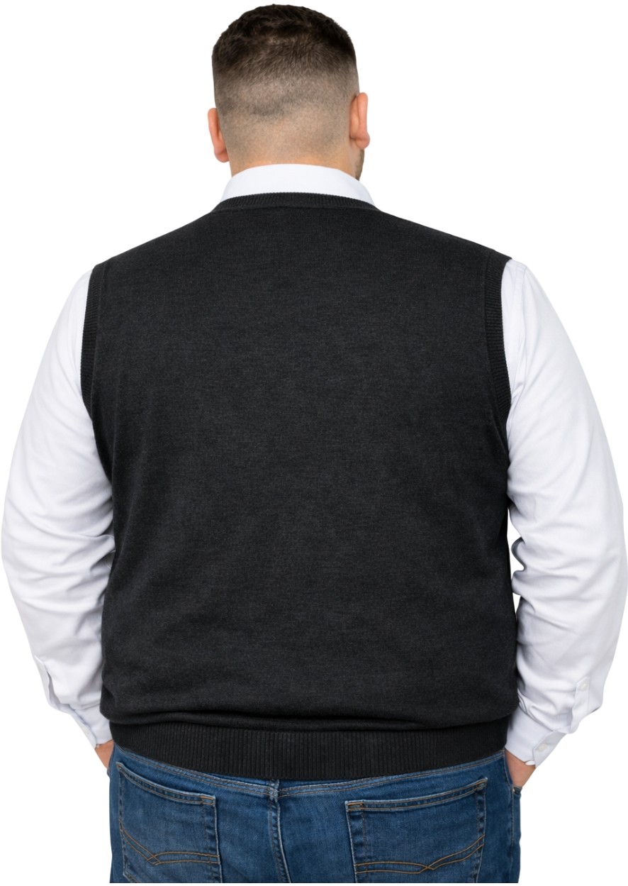Battal Moda Erkek Büyük Beden Melanj Lacivert V Yaka Süveter 3xl-4xl-5xl-6xl görsel 3