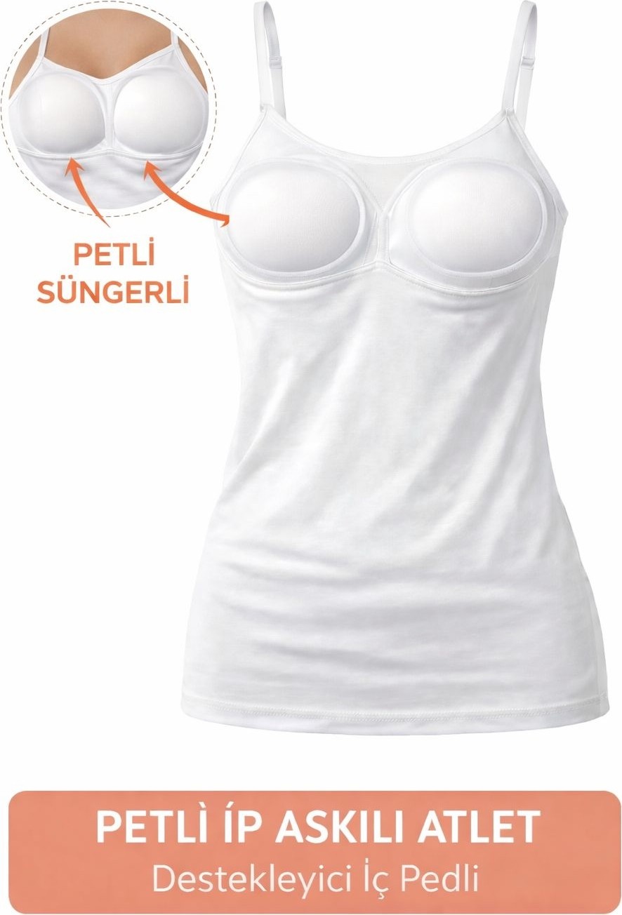 Qulat 2'li Petli Ip Askılı Atlet- Destekleyici Süngerli Basic