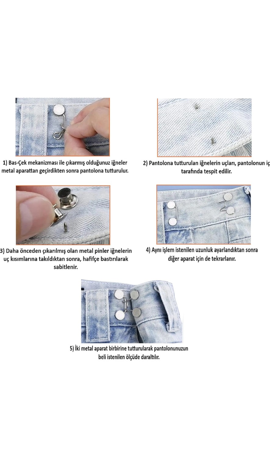 SPELT Pantolon Elbise Daraltıcı Iğne Dikişsiz Bel Daraltma Klipsi Aparatı Kemer Metal Sade Koyu Gri görsel 3