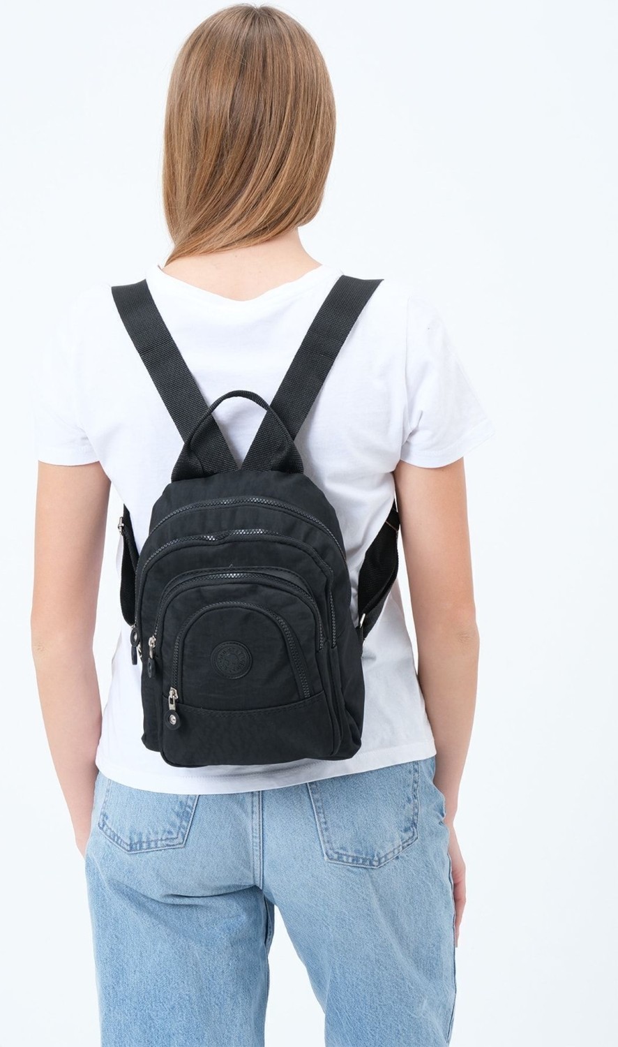 Av A Dos Siyah Unisex Krinkıl Kumaş Çok Bölmeli Sırt Çantası Günlük Çok Gözlü Suya Dayanıklı görsel 5