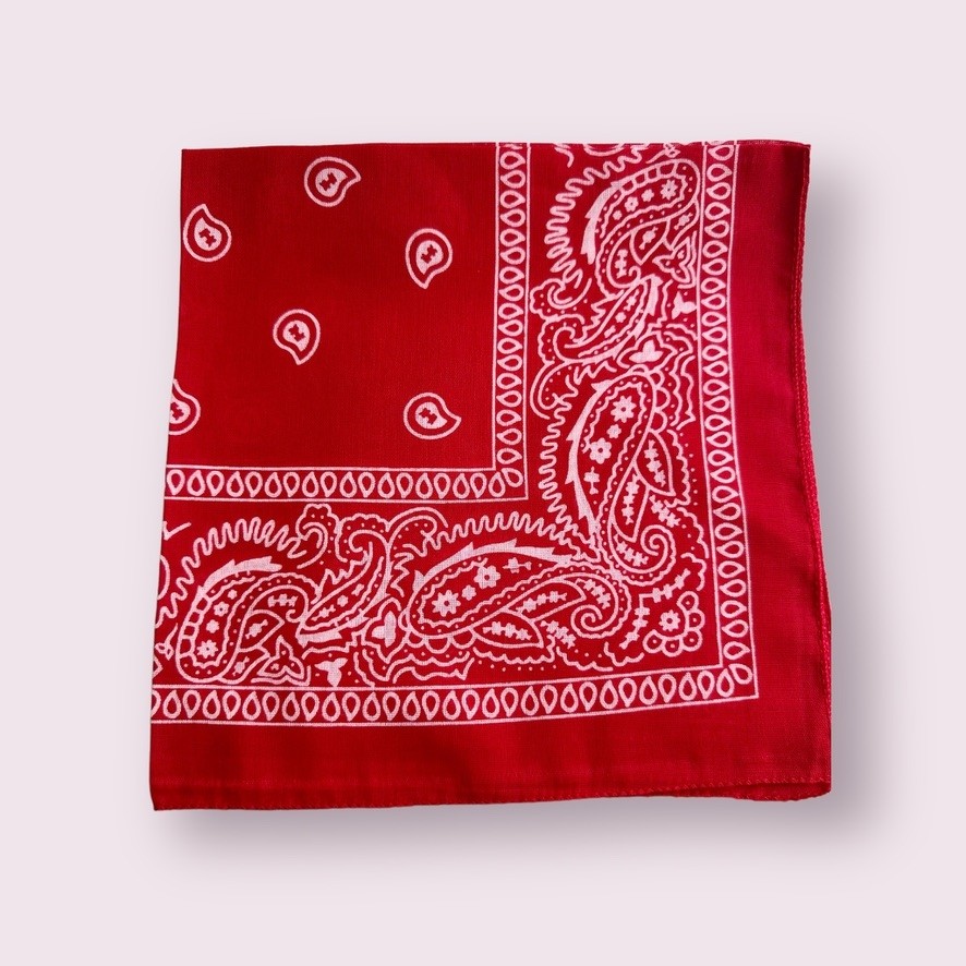 Als Accessories Kadın Kırmızı Renk Etnik Desenli %100 Koton Bandana, Saç Bandı görsel 2