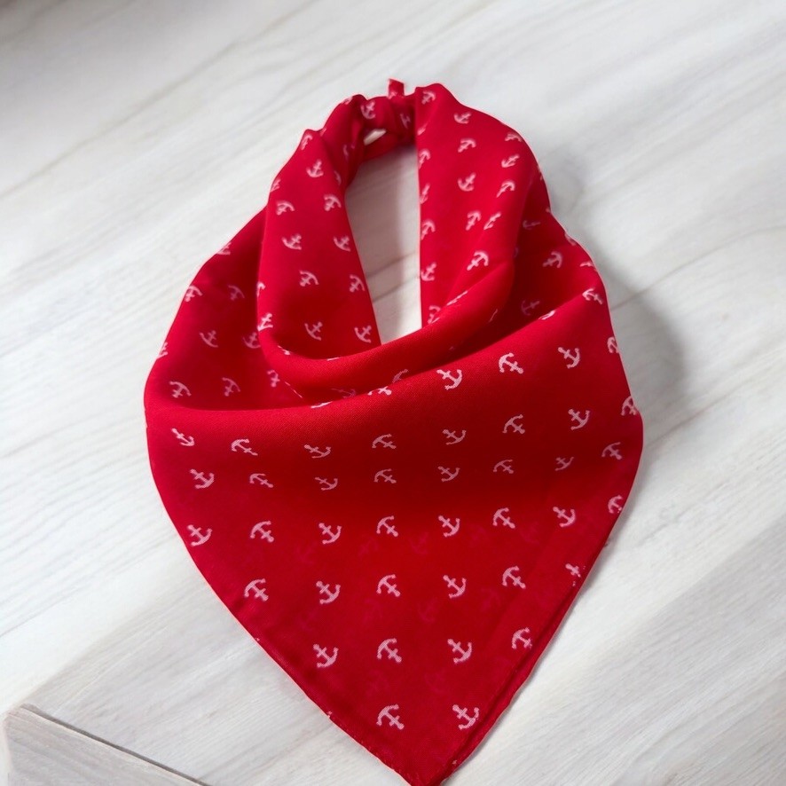 Als Accessories Kırmızı Renk Denizci Desenli %100 Koton Bandana görsel 3