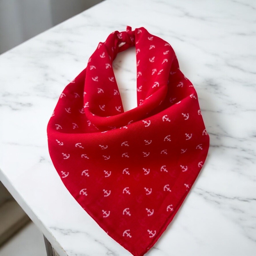 Als Accessories Kırmızı Renk Denizci Desenli %100 Koton Bandana görsel 4
