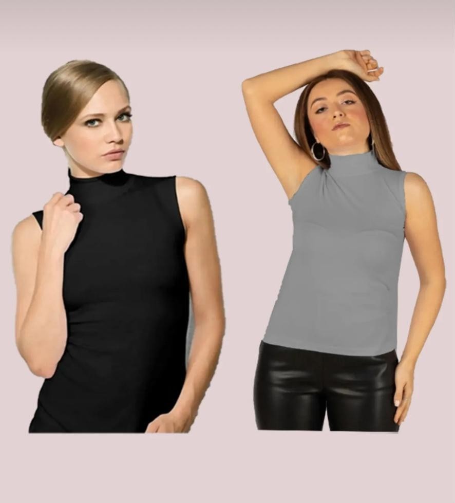 Mavimoure Kadın Sıfır Kol Yarım Balıkçı Likralı Esnek Badi 2li Body (2 Adet)