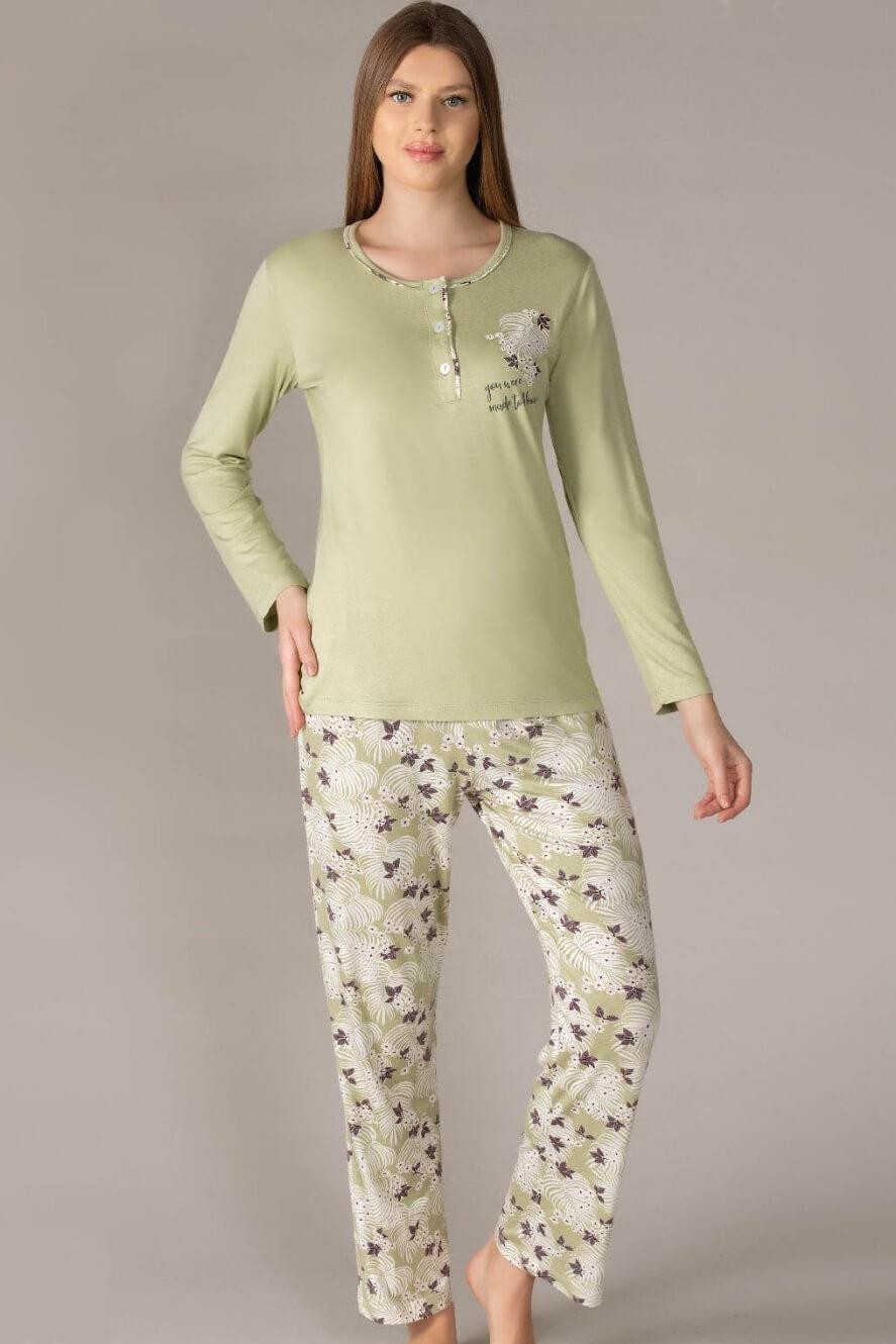 Flz Kadın Uzun Kol Pijama Takımı Viskon Mevsimlik Dowry 09-134