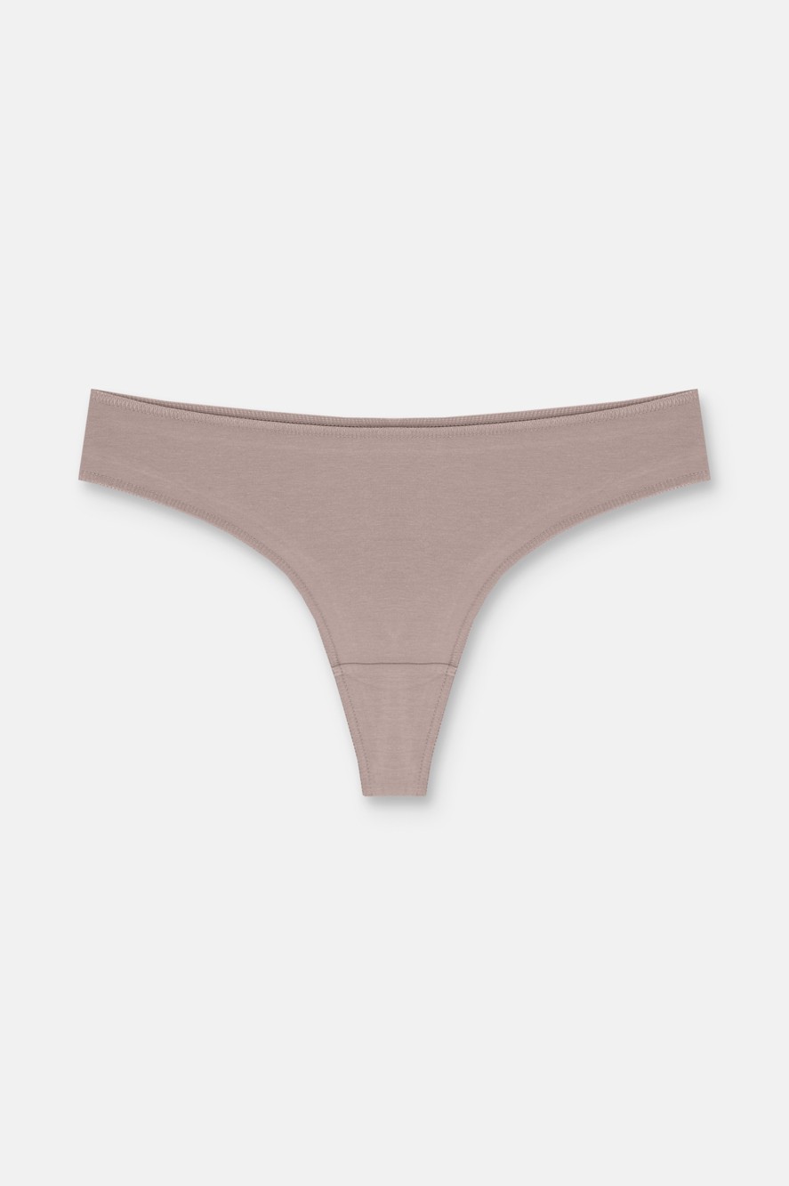 Suwen 3P Basic Yüksek Bel Koton Brazilian String - Ekru/Vizon/Pembe görsel 3