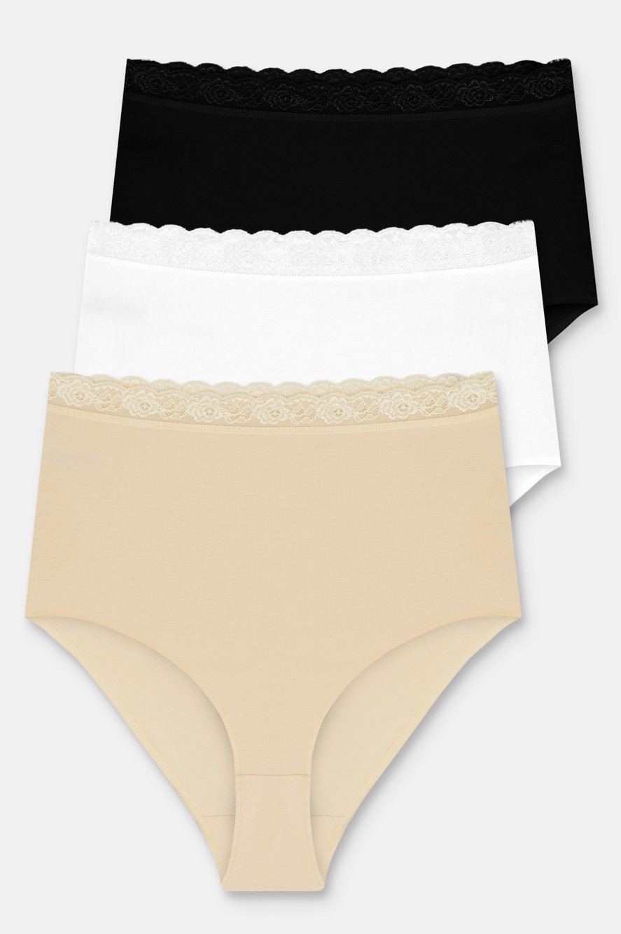 Suwen 3 Lü Paket Pamuklu Yüksek Bel Slip Külot
