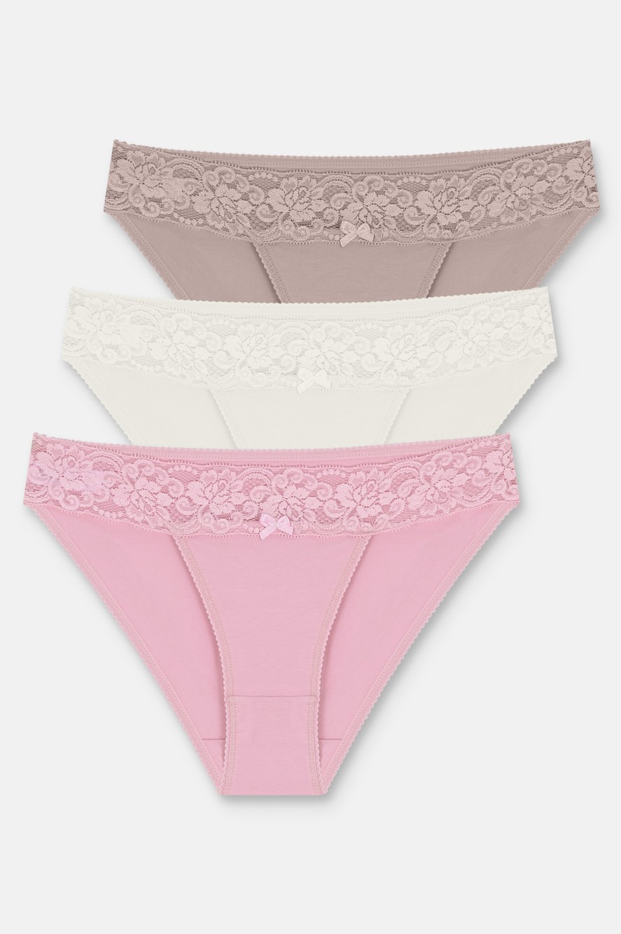 Suwen 3 Lü Dantel Koton Slip Külot
