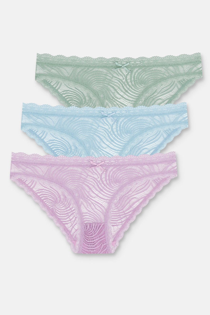 Suwen 3'lü Dantelli Normal Bel Slip Külot