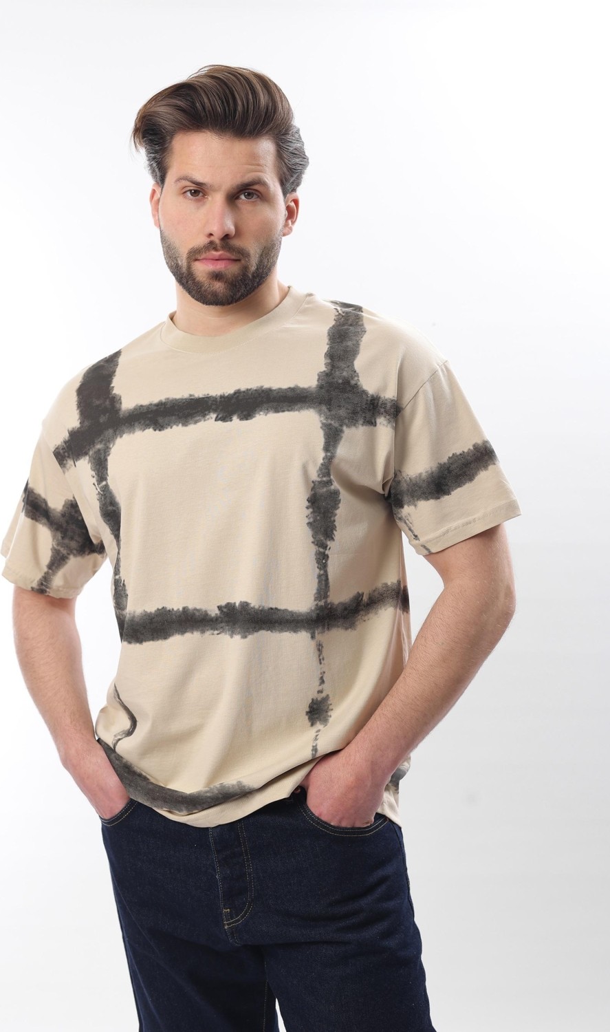 Madmext Bebe Mavisi Bisiklet Yaka Baskılı Basic Erkek T-Shirt E7109