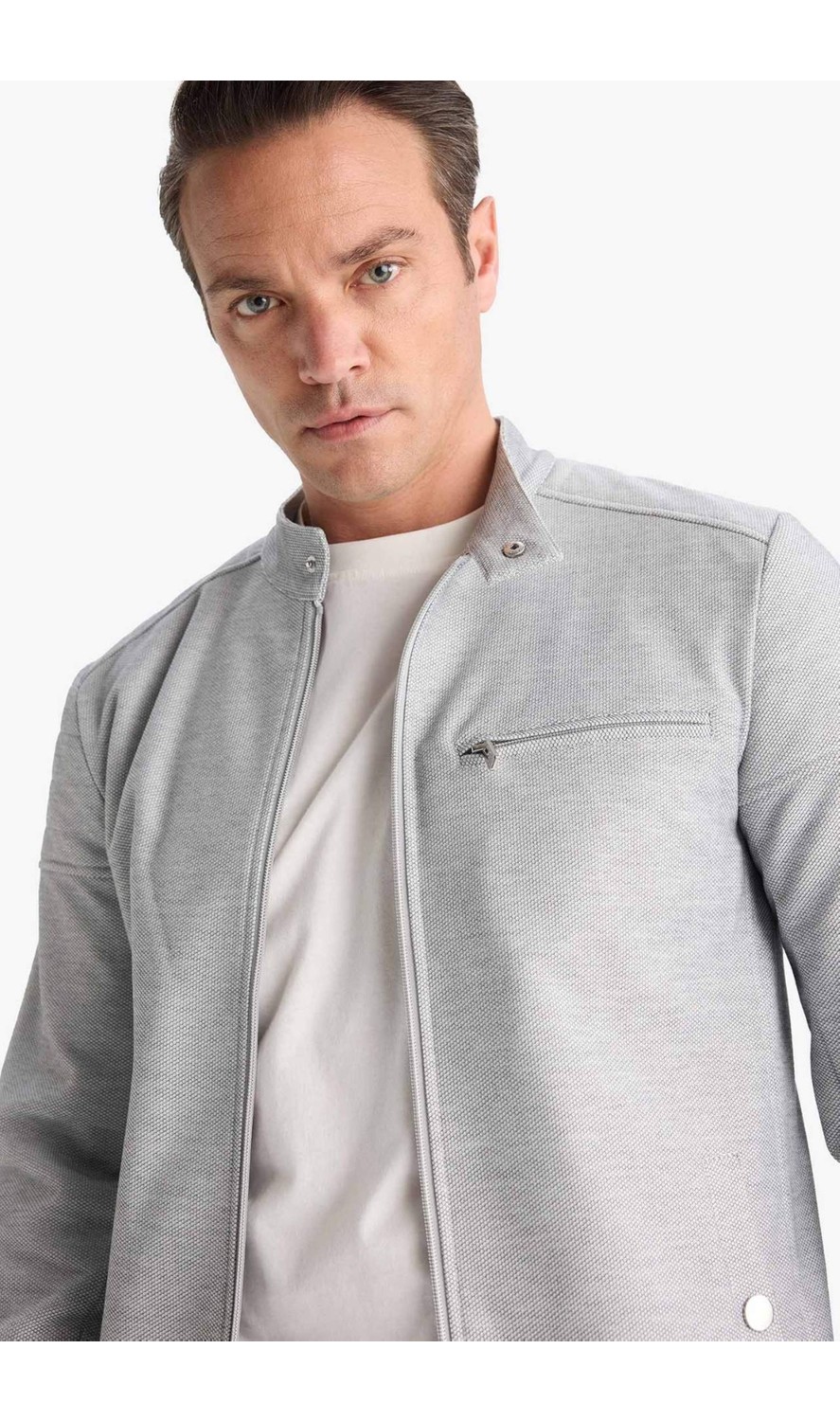 DeFacto Ultra Hafif Slim Fit Dar Kesim Dik Yaka Astarlı Fermuarlı Cepli Mevsimlik Baharlık Mont D7534AX25AU görsel 8