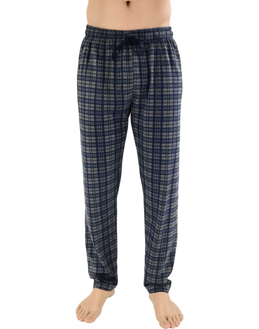 Düven Erkek Pamuklu Ekose Bordo & Indigo 2'li Tek Alt Pijama - Mevsimlik Bay Unisex Pijama Altı görsel 6