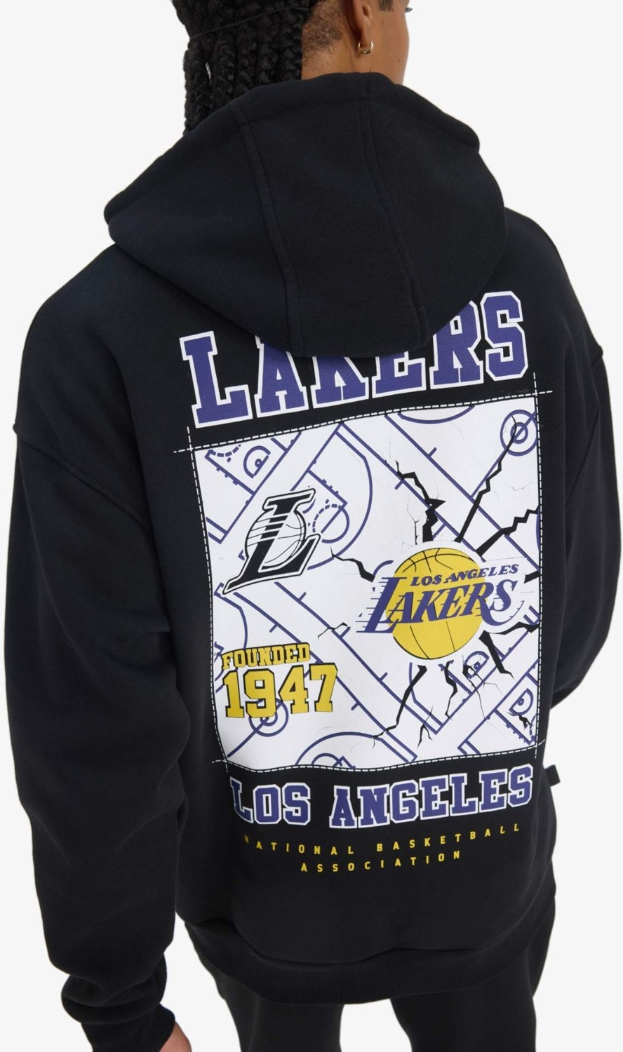 DeFacto NBA Los Angeles Lakers Oversize Geniş Kalıp Kapüşonlu Kalın Sweatshirt D8489AX25SP