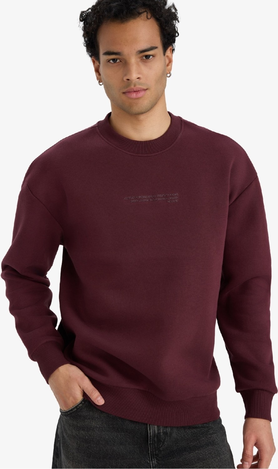DeFacto Boxy Fit Bisiklet Yaka İçi Yumuşak Tüylü Baskılı Sweatshirt X8282AZ25AU