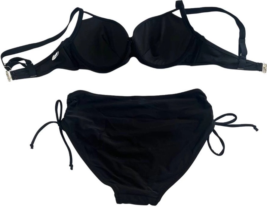 Hazelin Kadın Siyah Taş Işlemeli Astarlı Büyük Beden Bikini Takımı HZL25S-LC2099 görsel 3