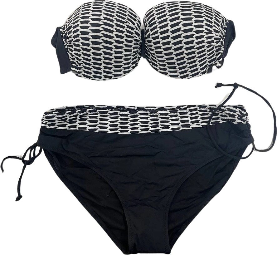 Hazelin Kadın Fuşya Zincir Desenli Büyük Beden Astarlı Lacivert Bikini Takım HZL25S-LC3303