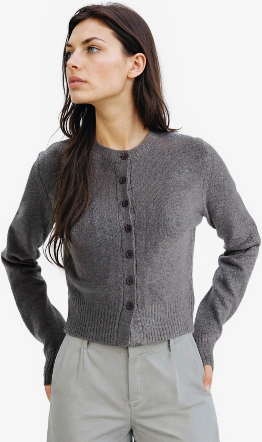 DeFacto Slim Fit Dar Kesim Bisiklet Yaka Düğmeli Triko Hırka E8236AX25WN