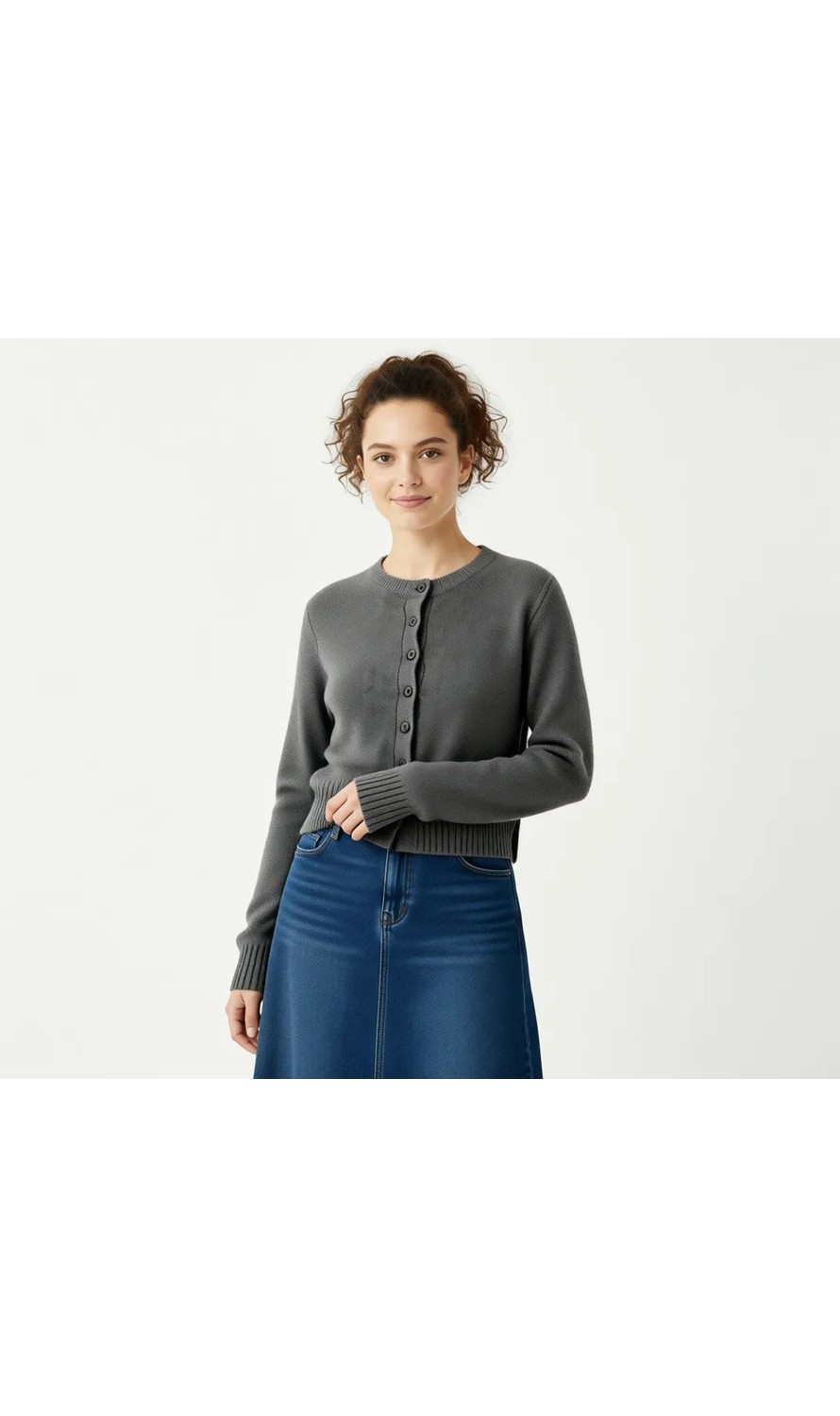 DeFacto Slim Fit Dar Kesim Bisiklet Yaka Düğmeli Triko Hırka E8236AX25WN görsel 8