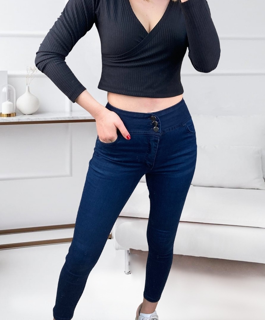 Aesco Yüksek Bel Likralı Jean Pantolon 90 cm görsel 6