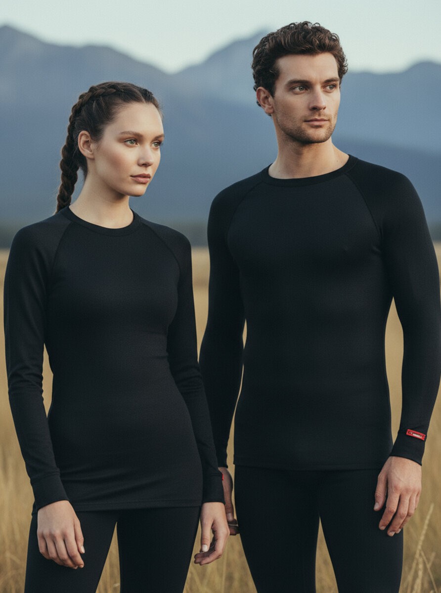 Blackspade Vücuda Oturan Içlik Unisex Termal Uzunkol Tişört, Bisiklet Yaka, 2. Seviye Isı KORUMA-9259
