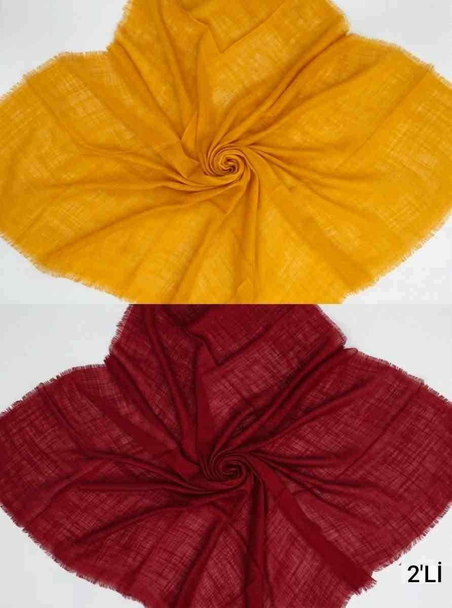Özense 2'li Flamlı Pamuklu Terletmeyen 4 Mevsim Kullanılabilir 100X100 cm Kırmızı ve Beyaz Renkli Eşarp