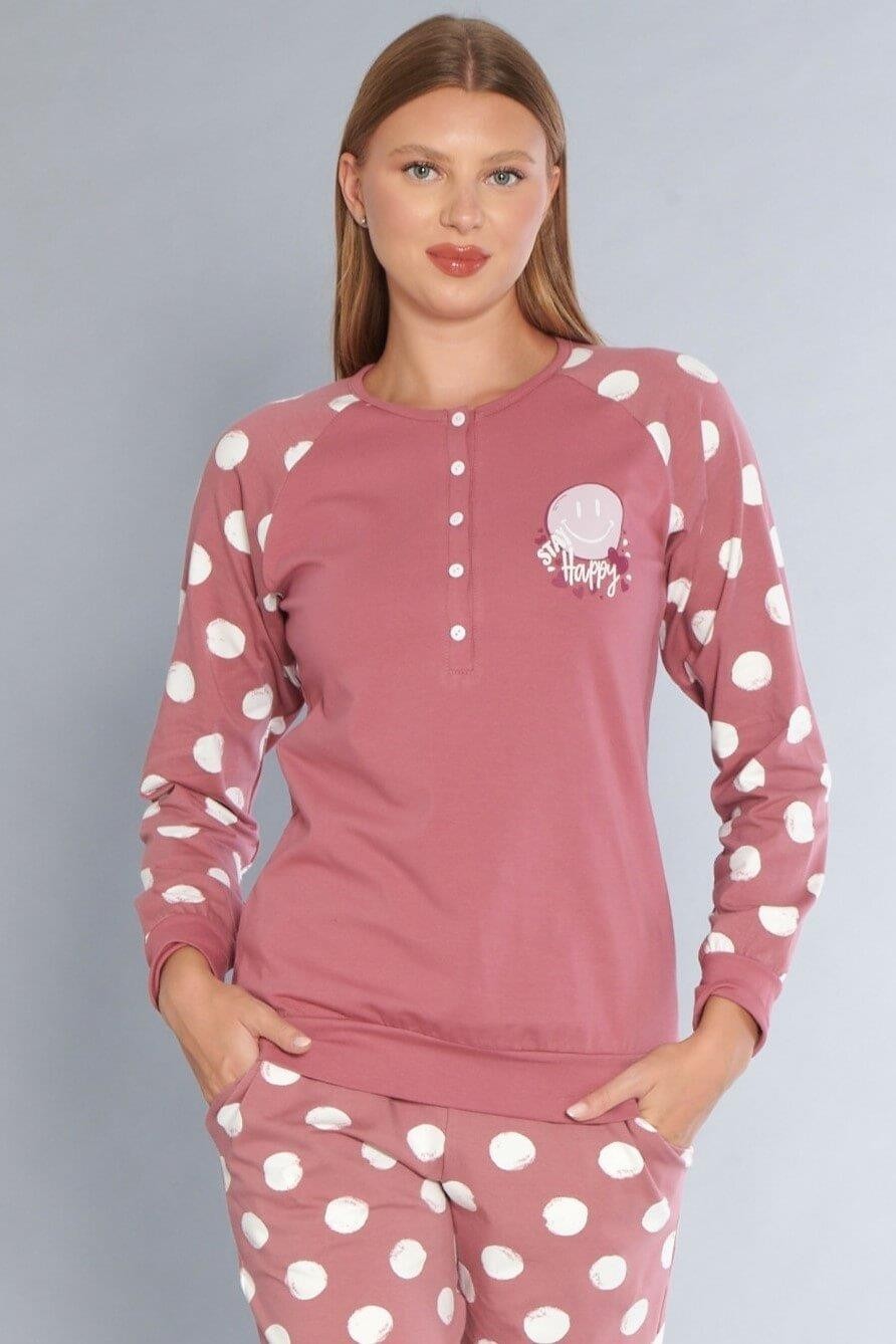 Dowry Kadın Pamuklu Uzun Kollu Pijama Takımı Dowry 09-272