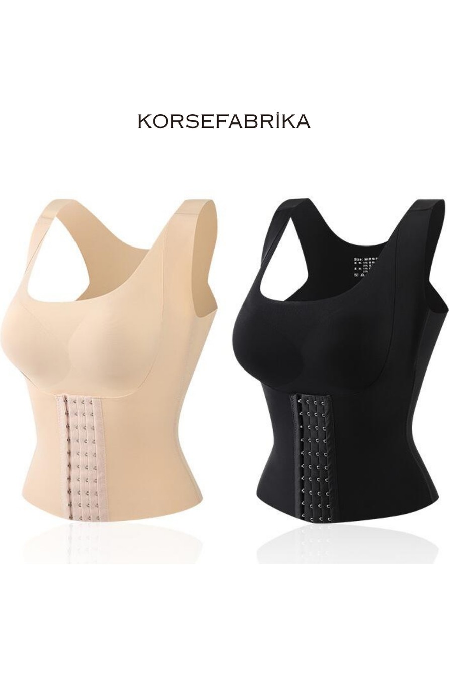 KORSEFABRİKA Çok Fonksiyonlu Sırt Destekli Bel Balenli 4 Kademe Kopçalı Lazer Iz Yapmayan Göğüs ve Göbek Şekillendirici Dik Duruşlu Korse görsel 6