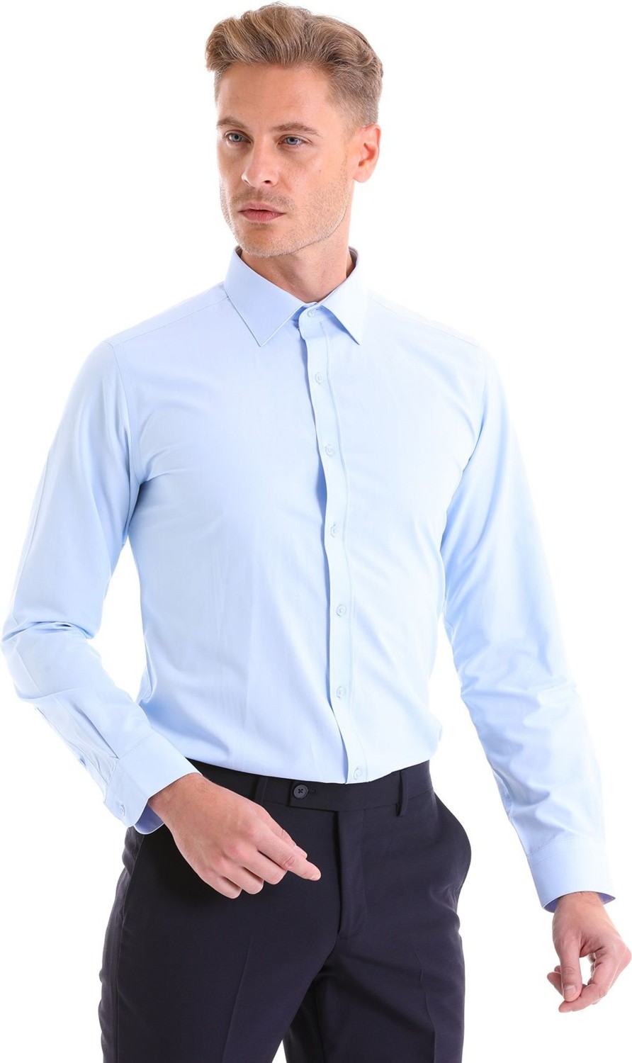 Hatemoğlu Erkek Beyaz Slim Fit Pamuklu Uzun Kollu Gömlek