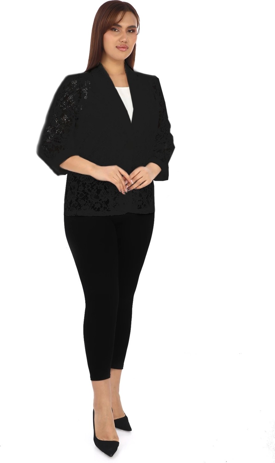 Lady Majestic Dantel Büyük Beden Kadın Ceket 44709
