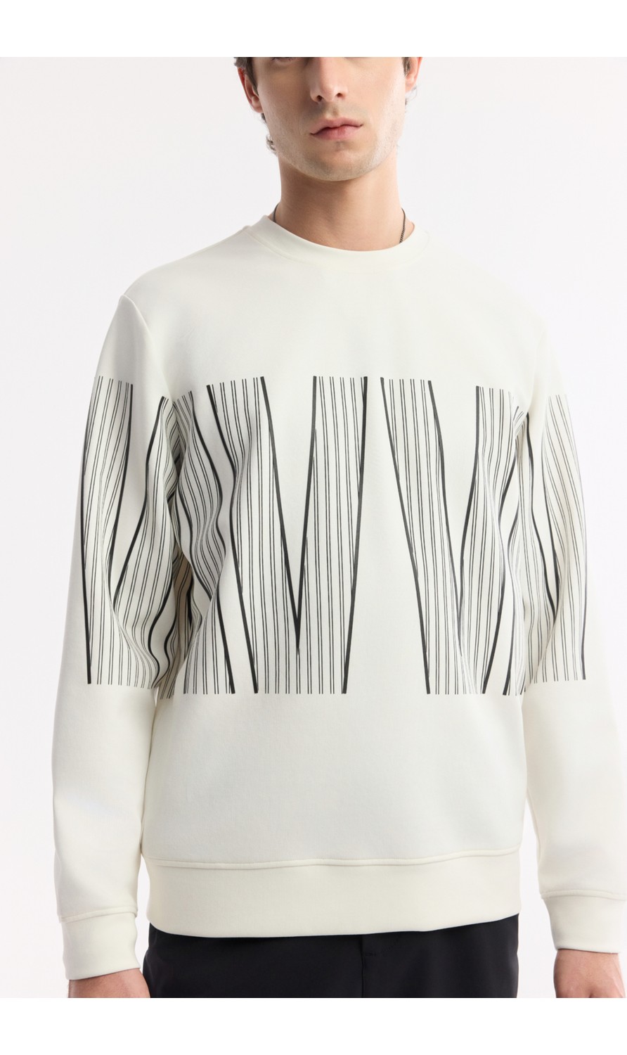 AVVA Erkek Siyah Bisiklet Yaka Baskılı Bi-Stretch İnterlok Regular Fit Sweatshirt A51Y1227 görsel 2