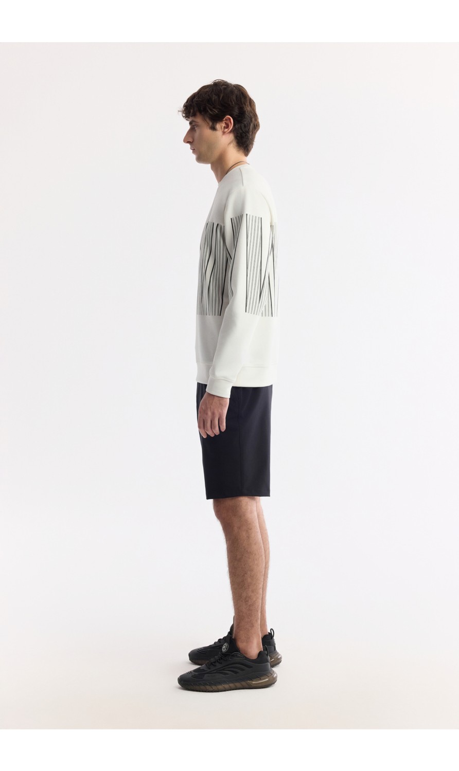 AVVA Erkek Siyah Bisiklet Yaka Baskılı Bi-Stretch İnterlok Regular Fit Sweatshirt A51Y1227 görsel 3