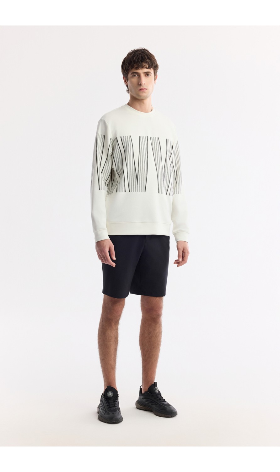 AVVA Erkek Siyah Bisiklet Yaka Baskılı Bi-Stretch İnterlok Regular Fit Sweatshirt A51Y1227 görsel 5