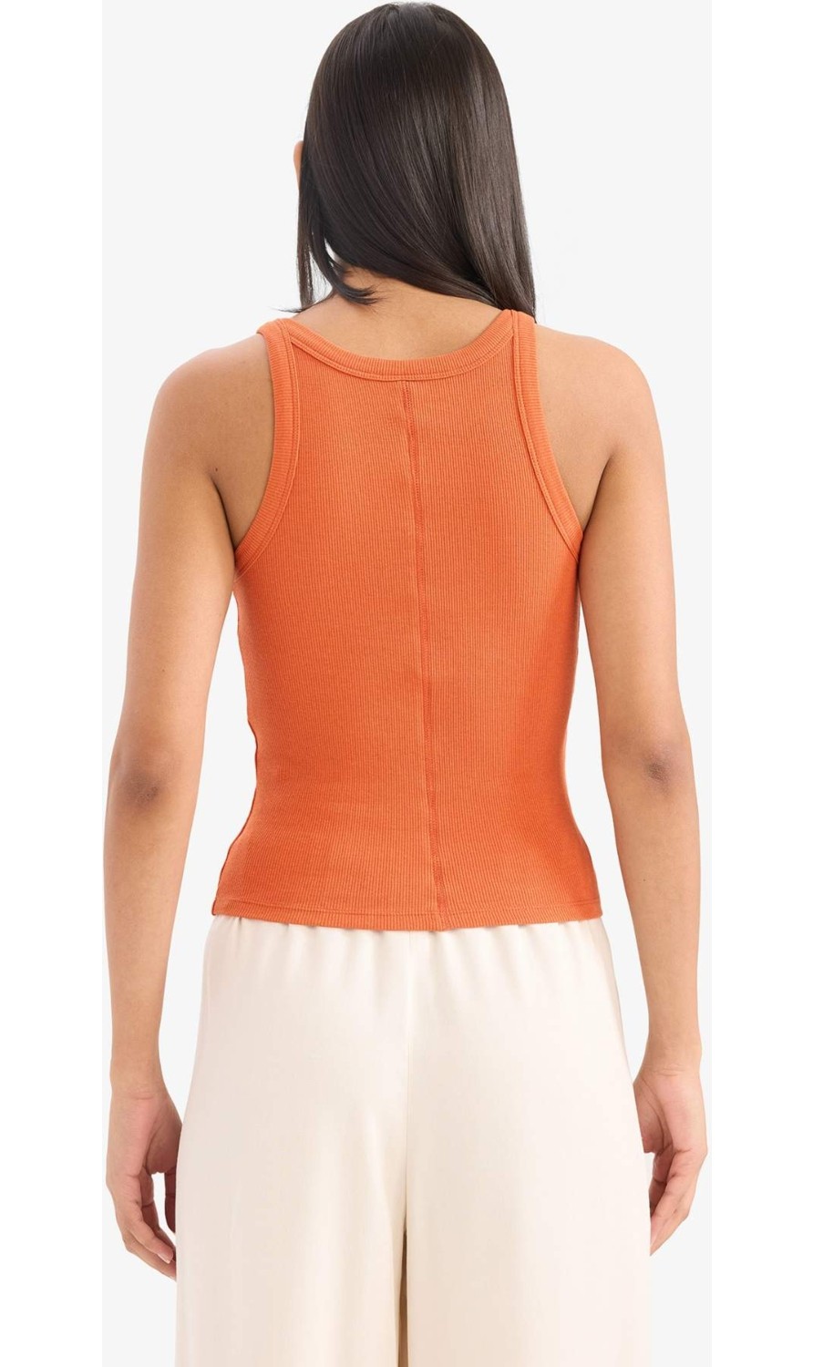 DeFacto Slim Fit Halter Yaka Basic Fitilli Kaşkorse Atlet E2176AX25SP görsel 5